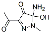 4H-Pyrazol-4-one, 3-acetyl-5-amino-1,5-dihydro-5-hydroxy-1-methyl- (9CI) Struktur