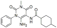 Cyclohexanecarboxamide,  N-(6-amino-1,2,3,4-tetrahydro-3-methyl-2,4-dioxo-1-phenyl-5-pyrimidinyl)-4-methyl- Struktur