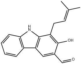 1-(3-Methyl-2-butenyl)-2-hydroxy-9H-carbazole-3-carbaldehyde Struktur