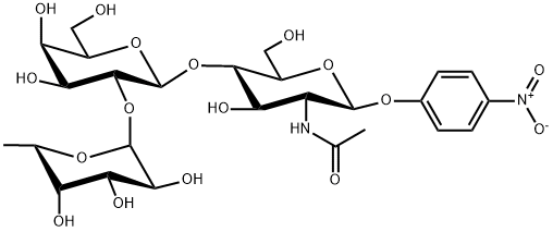 4-Nitrophenyl2-acetamido-2-deoxy-4-O-[2-O-(a-L-fucopyranosyl)-b-D-galactopyranosyl]-b-D-glucopyranoside Struktur