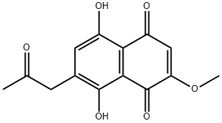 5,8-Dihydroxy-2-methoxy-7-(2-oxopropyl)-1,4-naphthalenedione Struktur