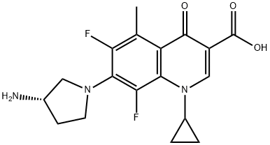 7-(3-aminopyrrolidin-1-yl)-1-cyclopropyl-6,8-difluoro-5-methyl-4-oxo-q uinoline-3-carboxylic acid Struktur