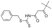 N-benzylsulfanylcarbothioyl-4,4-dimethyl-3-oxo-pentanamide Struktur