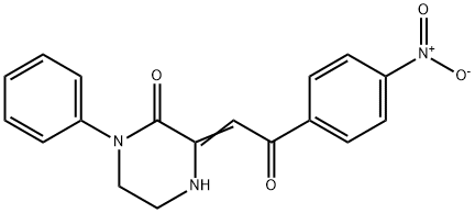 (3Z)-3-[2-(4-nitrophenyl)-2-oxo-ethylidene]-1-phenyl-piperazin-2-one Struktur