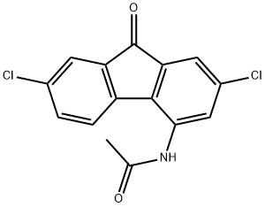 4-Acetylamino-2,7-dichloro-9H-fluoren-9-one Struktur