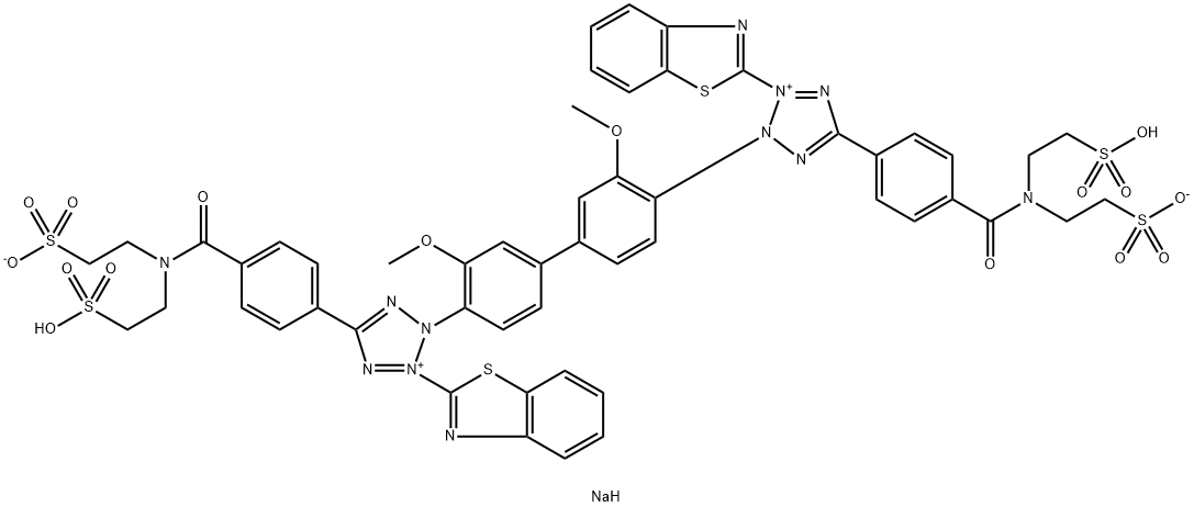 2,2′-(3,3′-ジメトキシ-4,4′-ビフェニリレン)ビス[3-(2-ベンゾチアゾリル)-5-[4-[N-[2-(ソジオオキシスルホニル)エチル]-N-(2-スルホエチル)カルバモイル]フェニル]-2H-テトラゾール-3-イウム] price.