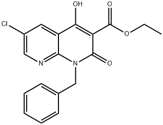 Ethyl 1-benzyl-6-chloro-4-hydroxy-2-oxo-1,2-dihydro[1,8]naphthyridine-3-carboxylate Struktur