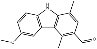 6-methoxy-1,4-dimethyl-9H-carbazole-3-carbaldehyde Struktur