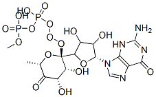 [(2S,3S,4R,5R)-5-(2-amino-6-oxo-3H-purin-9-yl)-3,4-dihydroxy-oxolan-2-yl]methoxy-[[(2R,3R,4S,6S)-3,4-dihydroxy-6-methyl-5-oxo-oxan-2-yl]oxy-hydroxy-phosphoryl]oxy-phosphinic acid Struktur