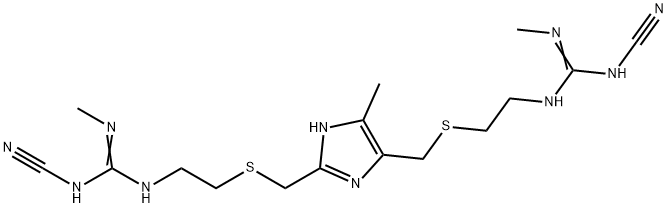 Guanidine, N,N'''-[(5-methyl-1H-imidazole-2,4-diyl)bis(methylenethio-2,1-ethanediyl)]bis[N'-cyano-N''-methyl- Struktur