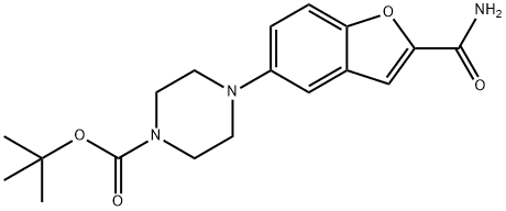 5-(4-tert-Butoxycarbonyl-2-piperazinyl)benzofuran-2-carboxaMide Struktur