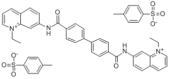 7,7'-(4,4'-Biphenylylenebis(carbonylimino))bis(1-ethylquinolinium) di-p-toluenesulfonate Struktur