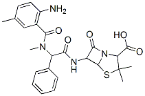 4-Thia-1-azabicyclo[3.2.0]heptane-2-carboxylicacid,6-[2-(6-amino-N-methyl-m-toluamido)-2-phenylacetamido]-3,3-dimethyl-7-oxo-,DL-(8CI) Struktur