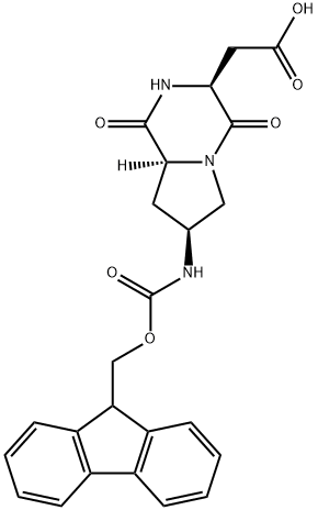 Pyrrolo[1,2-a]pyrazine-3-acetic acid, 7-[[(9H-fluoren-9-ylmethoxy)carbonyl]amino]octahydro-1,4-dioxo-, (3S,7S,8aS)- (9CI) Struktur