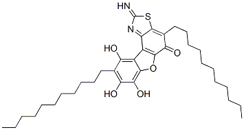 Benzofuro[3,2-e]benzothiazol-5(2H)-one,  7,8,10-trihydroxy-2-imino-4,9-diundecyl- Struktur