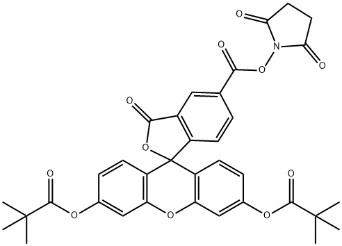 5-CARBOXYFLUORESCEIN DIPIVALATE N-HYDROXYSUCCINIMIDE ESTER Struktur