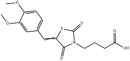 4-[5-(3,4-DIMETHOXY-BENZYLIDENE)-4-OXO-2-THIOXO-THIAZOLIDIN-3-YL]-BUTYRIC ACID Struktur