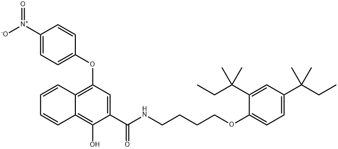 N-[4-(2,4-di-tert-pentylphenoxy)butyl]-1-hydroxy-4-(p-nitrophenoxy)-2-naphthoamide Struktur