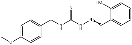 Hydrazinecarbothioamide, 2-((2-hydroxyphenyl)methylene)-N-((4-methoxyp henyl)methyl)- Struktur