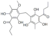 1-[3-[[2,4-Dihydroxy-6-methoxy-5-methyl-3-(1-oxobutyl)phenyl]methyl]-2,4,6-trihydroxy-5-methylphenyl]-1-butanone Struktur