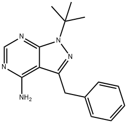 4-Amino-1-tert-butyl-3-(3-benzyl)pyrazolo[3,4-d]pyrimidine Struktur