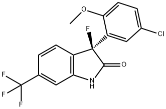 (3S)-3-(5-chloro-2-methoxy-phenyl)-3-fluoro-6-(trifluoromethyl)-1H-ind ol-2-one Struktur