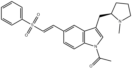 1-acetyl-3-[((2r)-1-methylpyrrolidin-2-yl)methyl]-5-[(e)-2-(phenylsulfonyl)vinyl]indole Struktur