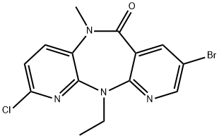 8-BROMO-2-CHLORO-11-ETHYL-5-METHYL-5H-DIPYRIDO[3,2-B:2',3'-E][1,4]DIAZEPIN-6(11H)-ONE Struktur