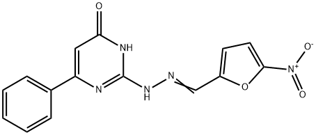 5-Nitro-2-furaldehyde 4-hydroxy-6-phenyl-2-pyrimidinylhydrazone Struktur