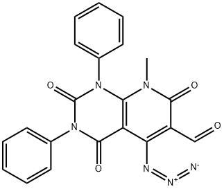 Pyrido[2,3-d]pyrimidine-6-carboxaldehyde,  5-azido-1,2,3,4,7,8-hexahydro-8-methyl-2,4,7-trioxo-1,3-diphenyl- Struktur