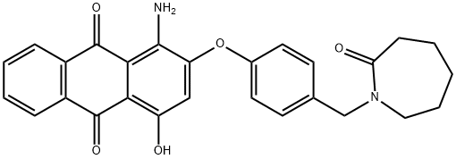 1-amino-2-[p-[(hexahydro-2-oxo-1H-azepin-1-yl)methyl]phenoxy]-4-hydroxyanthraquinone  Struktur