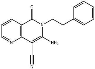 7-amino-5-oxo-6-phenethyl-5,6-dihydro[1,6]naphthyridine-8-carbonitrile Struktur