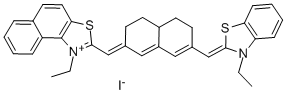 1-ETHYL-2-([7-([3-ETHYL-1,3-BENZOTHIAZOL-2(3H)-YLIDENE]METHYL)-4,4A,5,6-TETRAHYDRO-2(3H)-NAPHTHALENYLIDENE]METHYL)NAPHTHO[1,2-D][1,3]THIAZOL-1-IUM IODIDE Struktur