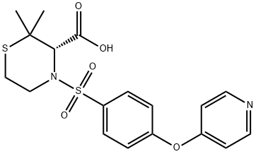 (3S)-2,2-DIMETHYL-4-[4-(4-PYRIDYLOXY)PHENYLSULFONYL]-1,4-THIAZINANE-3-CARBOXYLIC ACID Struktur