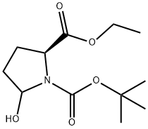 1,2-Pyrrolidinedicarboxylic acid, 5-hydroxy-, 1-(1,1-diMethylethyl) 2-ethyl ester, (2S)- Struktur