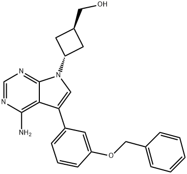 CyclobutaneMethanol, 3-[4-aMino-5-[3-(phenylMethoxy)phenyl]-7H-pyrrolo[2,3-d]pyriMidin-7-yl]-, trans- Struktur