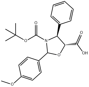 (4S,5R)-3-tert-butoxycarbony-2-(4-anisy)-4-phenyl-5-oxazolidinecarboxylic acid Structure