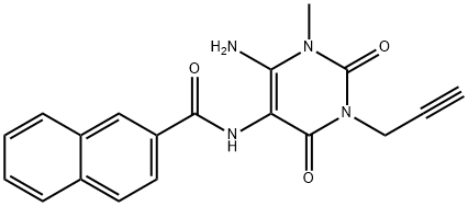 2-Naphthalenecarboxamide,  N-[6-amino-1,2,3,4-tetrahydro-1-methyl-2,4-dioxo-3-(2-propynyl)-5-pyrimidinyl]-  (9CI) Struktur