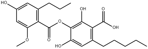 2,4-Dihydroxy-3-(2-methoxy-4-hydroxy-6-propylbenzoyloxy)-6-pentylbenzoic acid Struktur