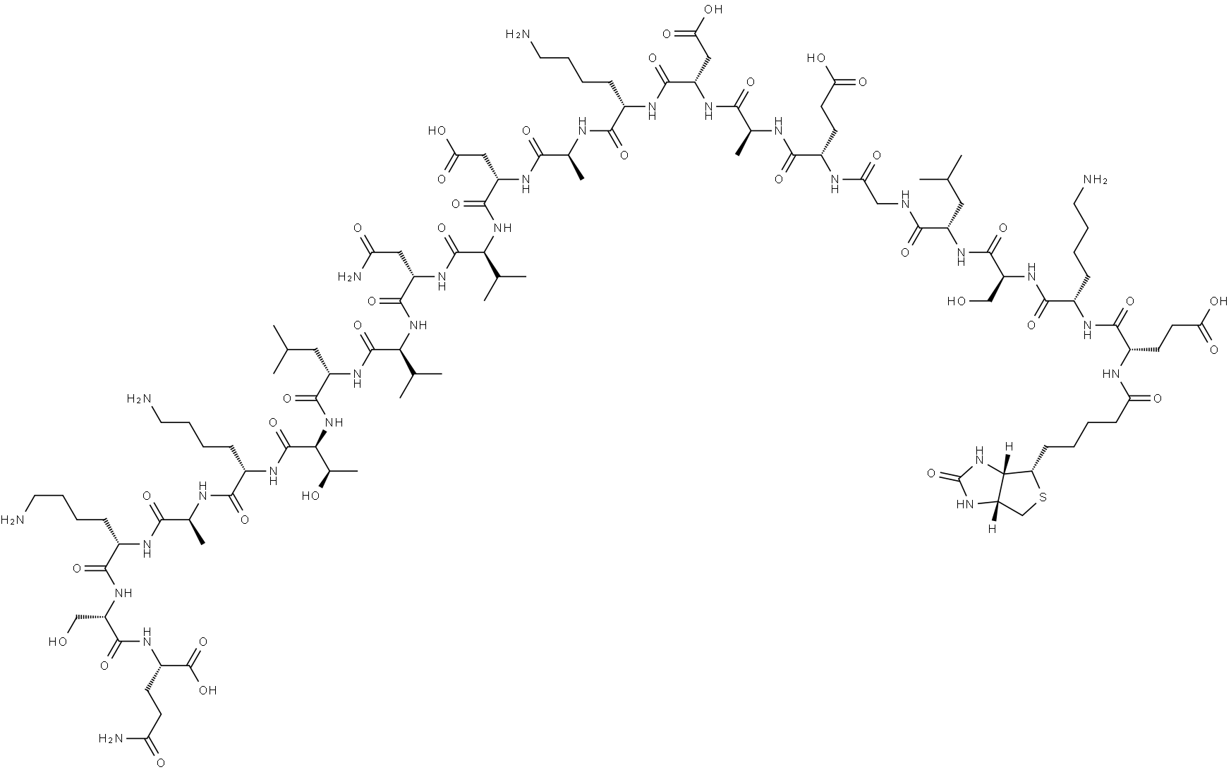 BIOTINYL-GLU-LYS-SER-LEU-GLY-GLU-ALA-ASP-LYS-ALA-ASP-VAL-ASN-VAL-LEU-THR-LYS-ALA-LYS-SER-GLN-OH Struktur