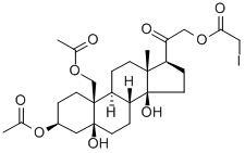 5-beta,14-beta-Pregnan-20-one, 3-beta,5,14,19,21-pentahydroxy-, 3,19-d iacetate 21-(iodoacetate) Struktur