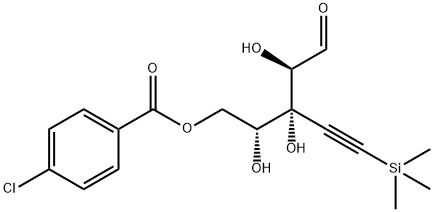 5-O-(P-CHLOROBENZOYL)-3-C-(2-TRIMETHYLSILYLETHYNYL)-D-RIBOFURANOSE Struktur