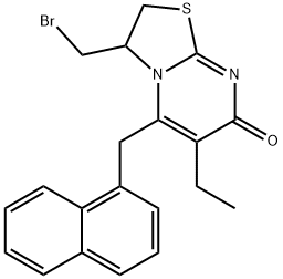 7H-Thiazolo[3,2-a]pyrimidin-7-one, 3-(bromomethyl)-6-ethyl-2,3-dihydro -5-(1-naphthalenylmethyl)- Struktur