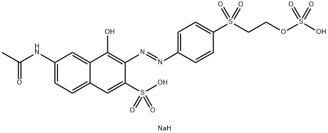 disodium 6-acetamido-4-hydroxy-3-[[4-[[2-(sulphonatooxy)ethyl]sulphonyl]phenyl]azo]naphthalene-2-sulphonate  Struktur