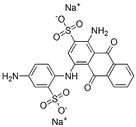 disodium 1-amino-4-(4-amino-2-sulphonatoanilino)-9,10-dihydro-9,10-dioxoanthracene-2-sulphonate Struktur