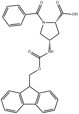 L-Proline, 1-benzoyl-4-[[(9H-fluoren-9-ylmethoxy)carbonyl]amino]-, (4S)- (9CI) Struktur