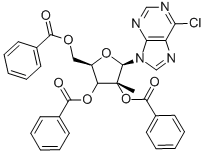 6-Chloro-9-(2,3,5-tri-O-benzoyl-2-C-methyl-beta-D-ribofuranosyl)-9H-purine Struktur