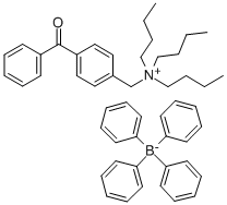 N-(4-[BENZOYL]BENZYL)-N,N,N-TRIBUTYLAMMONIUM TETRAPHENYLBORATE Struktur