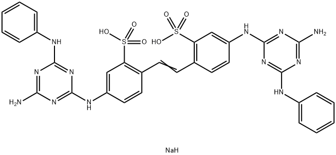 disodium 4,4'-bis[(4-amino-6-anilino-1,3,5-triazin-2-yl)amino]stilbene-2,2'-disulphonate Struktur