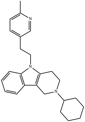 2,3,4,5-Tetrahydro-2-cyclohexyl-5-[2-(6-methyl-3-pyridyl)ethyl]-1H-pyrido[4,3-b]indole Struktur